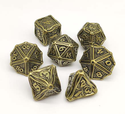 Kości RPG z pozłacaną powierzchnią Metalowe wielościenne na młotek i Yahtzee