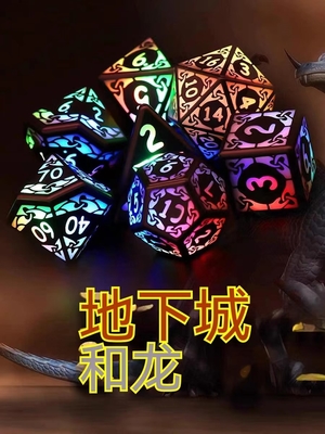 Metalowe kości DND Ostre krawędzie Żywiczne kości Led Luminous Dice