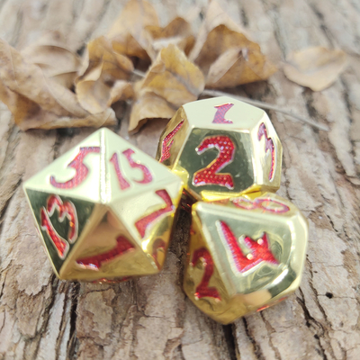 Zestaw luksusowych kości wielościennych K4, K6, D8, D10, D12, D20 i D% do gier karcianych RPG