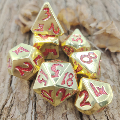 Zestaw luksusowych kości wielościennych K4, K6, D8, D10, D12, D20 i D% do gier karcianych RPG