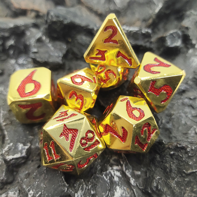 Zestaw luksusowych kości wielościennych K4, K6, D8, D10, D12, D20 i D% do gier karcianych RPG