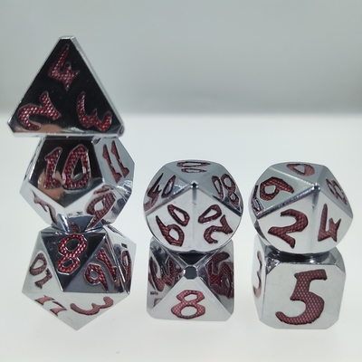 Srebrny czerwony bezwonny lekki wielofunkcyjny wielościan kości zestaw kości wytrzymały 7 sztuk rozmiar 12cm do gry RPG