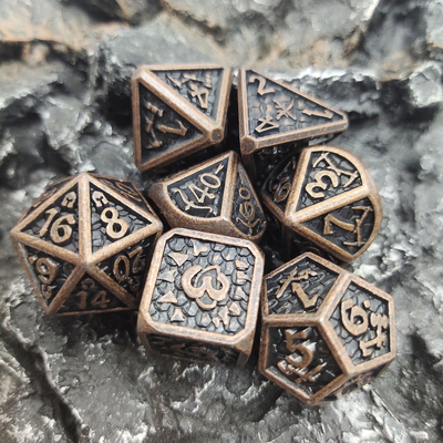 Kości RPG Mini Resin Polyhedral Metal RPG Nietoksyczne do kolekcji Cuprum Black And Silver