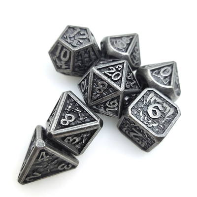 Anti Wear Sturdy Metal RPG Dice Cuprum Zestaw kości wielościennych Czarno-biały