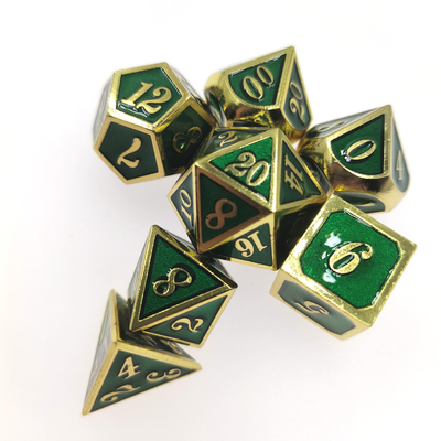 Kości RPG GST Przenośne Wytrzymałe Mini Lekkie Do kolekcji Wielościenne pozłacane zielone