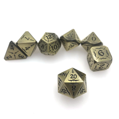 Kości RPG Antiwear Exquisite Carving Rdzeń Wielościan Starożytny brąz Metalowe kości