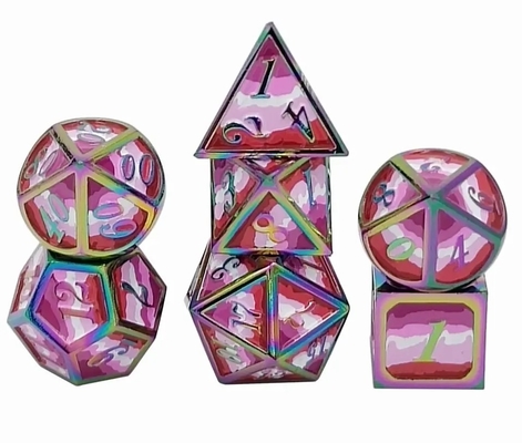 16mm Smooth RPG Metal Dice Custom DND Logo Rainbow
