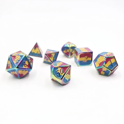 16mm Smooth RPG Metal Dice Custom DND Logo Rainbow