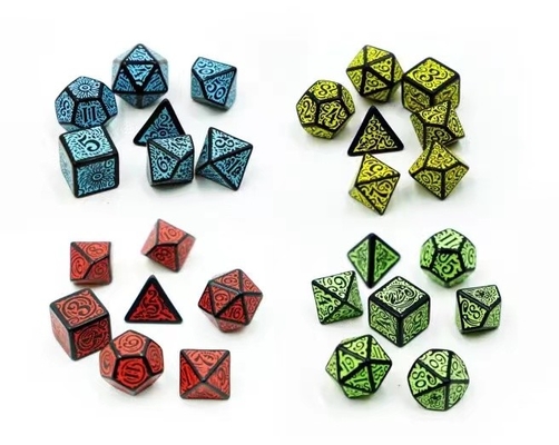 Modne gry RPG zestaw kości 20mm Czarne tło wzór kolorystyczny