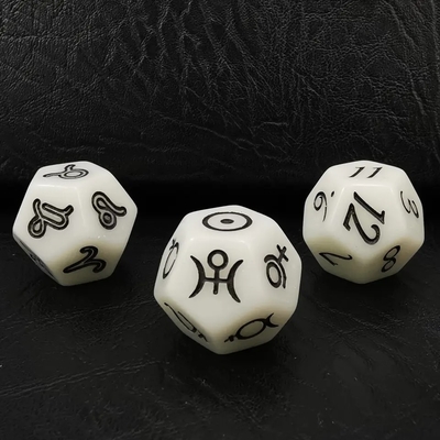 Bescon 3 sztuky Astrologiczne zestaw kości konstelacja D12 Kości 3 kolory Magiczny kamień