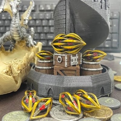 Drukowanie 3D Cthulhu Hollow Metal Dice 7Piece Set Dragon And Dungeon DND RPG