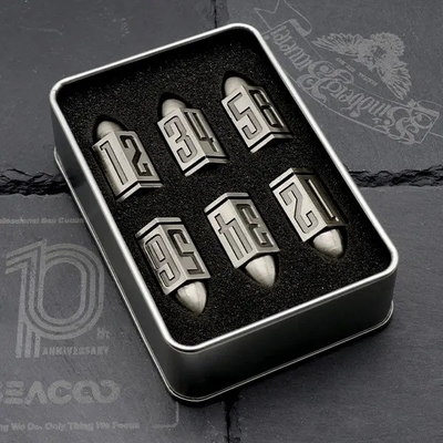 Zestaw kostek metalowych 6 sztuk 6 stron dla Dnd Dungeons Rpg Warhammer Shadowrun Dice