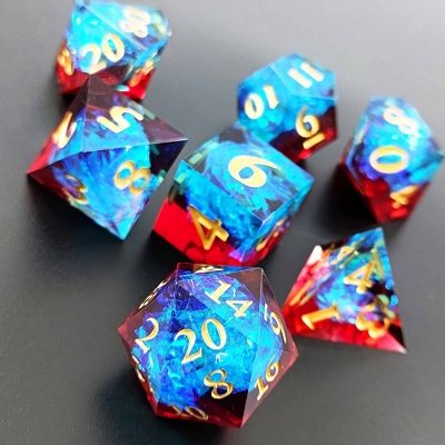 Wielokolorowe kostki z żywicy DND#RPG Czerwona i niebieska Gładka tekstura
