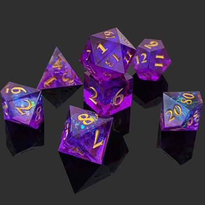 Fioletowe kostki z żywicy 7PCS DND Dragon And Dungeon Polyhedron