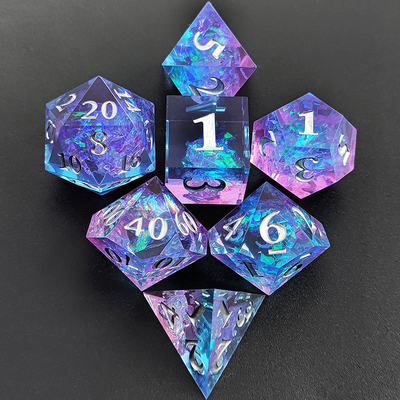 Fioletowe kostki z żywicy 7PCS DND Dragon And Dungeon Polyhedron