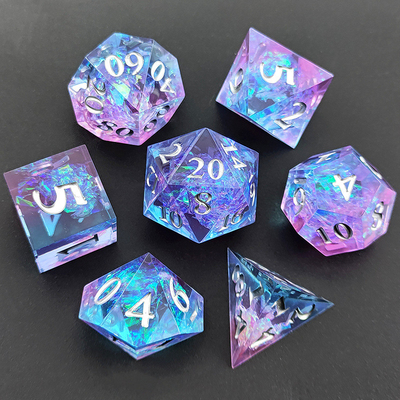 Fioletowe kostki z żywicy 7PCS DND Dragon And Dungeon Polyhedron