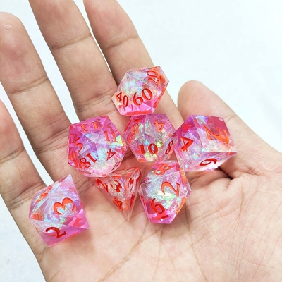 Fioletowe kostki z żywicy 7PCS DND Dragon And Dungeon Polyhedron