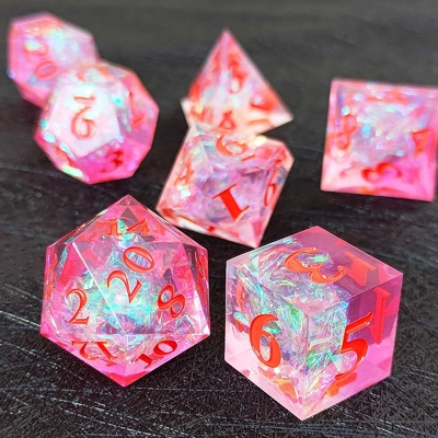 Fioletowe kostki z żywicy 7PCS DND Dragon And Dungeon Polyhedron