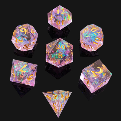 Fioletowe kostki z żywicy 7PCS DND Dragon And Dungeon Polyhedron