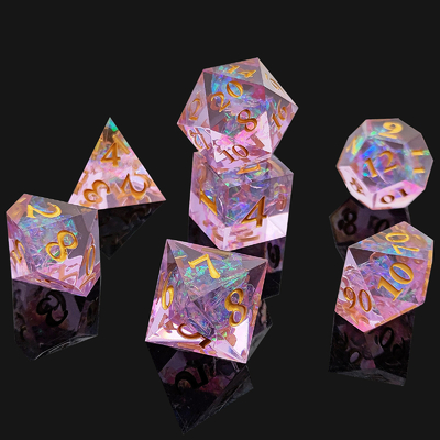 Fioletowe kostki z żywicy 7PCS DND Dragon And Dungeon Polyhedron