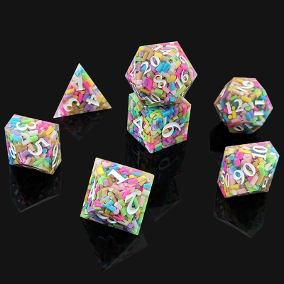 Rainbow Grain Resin Dice DND Gra planszowa COC Running Group TRPG Polyhedron D20