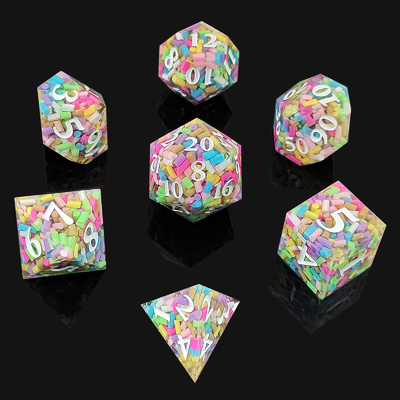 Rainbow Grain Resin Dice DND Gra planszowa COC Running Group TRPG Polyhedron D20