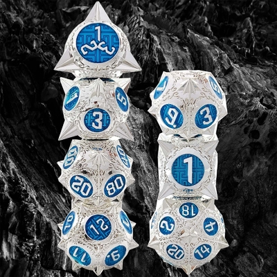 Wytrzymały poliedr metalowy zestaw kości Dragon And Dungeon 16mm Sparkle