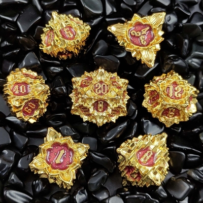 Lotus Metal Dice Set DND Dungeons And Dragons TRPG Polyhedral COC D6 Gra planszowa