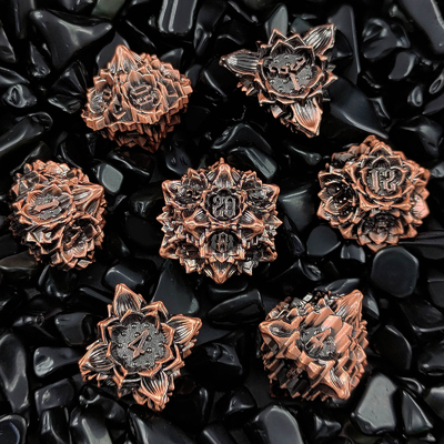Lotus Metal Dice Set DND Dungeons And Dragons TRPG Polyhedral COC D6 Gra planszowa