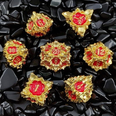 Lotus Metal Dice Set DND Dungeons And Dragons TRPG Polyhedral COC D6 Gra planszowa