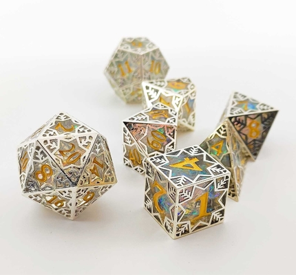 Srebrny metalowy ramki żywicy kostki Set DND # RPG # COC Dungeon And Dragon