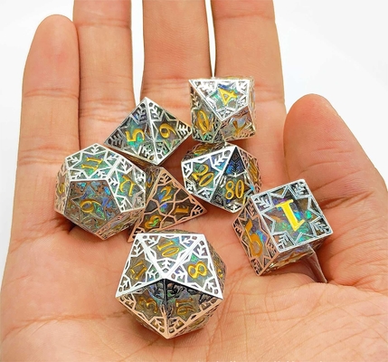 Srebrny metalowy ramki żywicy kostki Set DND # RPG # COC Dungeon And Dragon