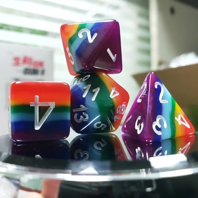 7 warstwy tęcza ręcznie wykonana żywica kostki Crusson And Dungeon DND#RPG