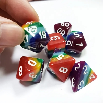7 warstwy tęcza ręcznie wykonana żywica kostki Crusson And Dungeon DND#RPG