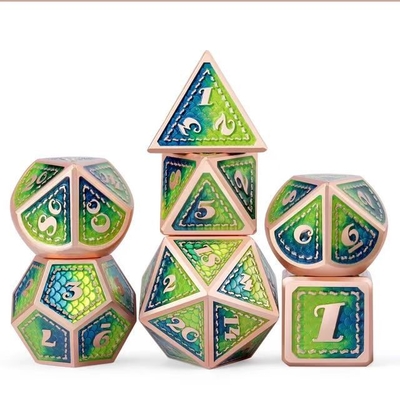 Dragon Scale Solid Metal Dice Set Wielokolorowy DND RPG Jasne kolory
