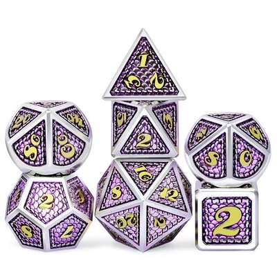 Dragon Scale Solid Metal Dice Set Wielokolorowy DND RPG Jasne kolory