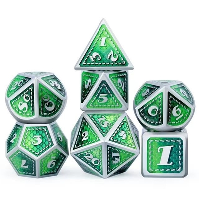 Dragon Scale Solid Metal Dice Set Wielokolorowy DND RPG Jasne kolory