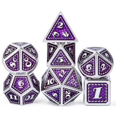Dragon Scale Solid Metal Dice Set Wielokolorowy DND RPG Jasne kolory