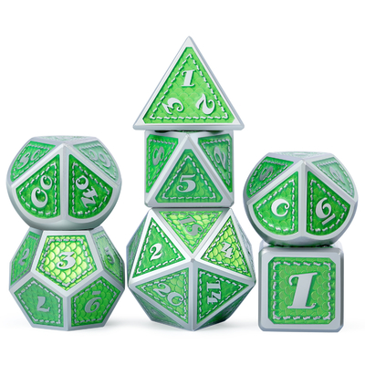 Dragon Scale Solid Metal Dice Set Wielokolorowy DND RPG Jasne kolory