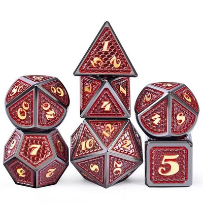 Dragon Scale Solid Metal Dice Set Wielokolorowy DND RPG Jasne kolory