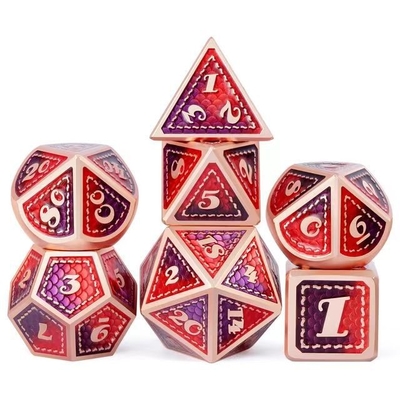 Dragon Scale Solid Metal Dice Set Wielokolorowy DND RPG Jasne kolory
