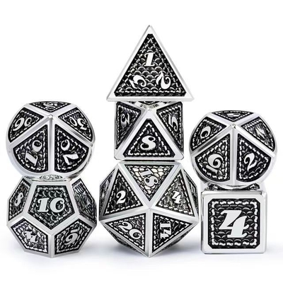 Dragon Scale Solid Metal Dice Set Wielokolorowy DND RPG Jasne kolory