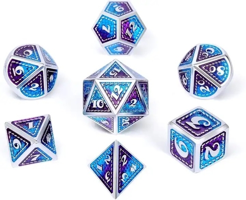 Dragon Scale Solid Metal Dice Set Wielokolorowy DND RPG Jasne kolory