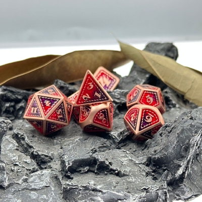 Dragon Scale Solid Metal Dice Set Wielokolorowy DND RPG Jasne kolory