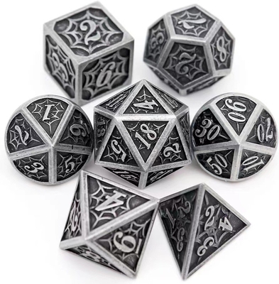 Spider-Man Solid Metal Polyhedral Dice Set DND RPG Luxury Style