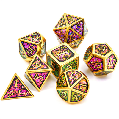 Świecący Złoty Proszek Solid Metal Dice Set Game Dragon And Dungeon
