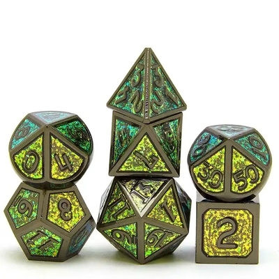 Świecący Złoty Proszek Solid Metal Dice Set Game Dragon And Dungeon