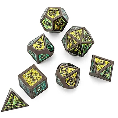Świecący Złoty Proszek Solid Metal Dice Set Game Dragon And Dungeon