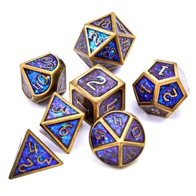 Świecący Złoty Proszek Solid Metal Dice Set Game Dragon And Dungeon
