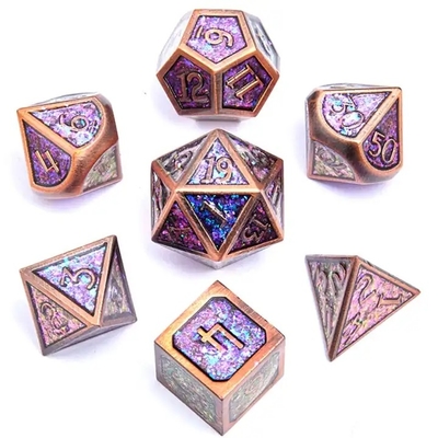 Świecący Złoty Proszek Solid Metal Dice Set Game Dragon And Dungeon